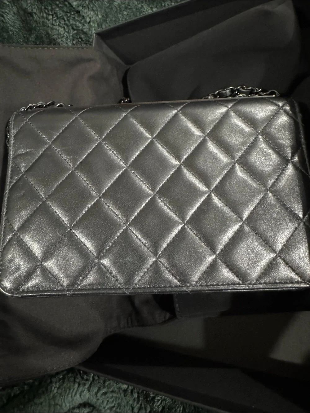 CHANEL Black Quilted Lambskin Crossbody Wallet-on-Chain